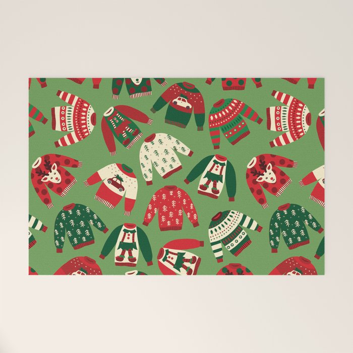 Ugly Christmas Sweaters Pattern Welcome Mat Gallery Image 1