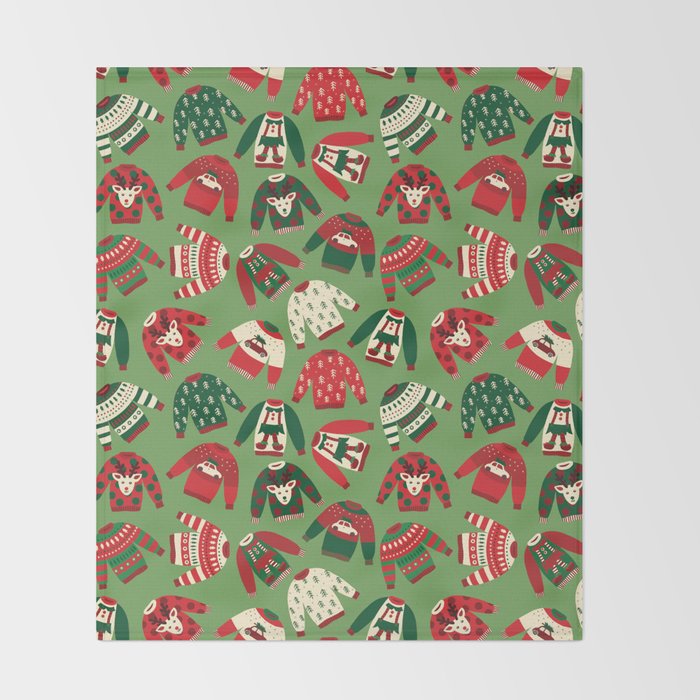 Ugly Christmas Sweaters Pattern Throw Blanket Gallery Image 2