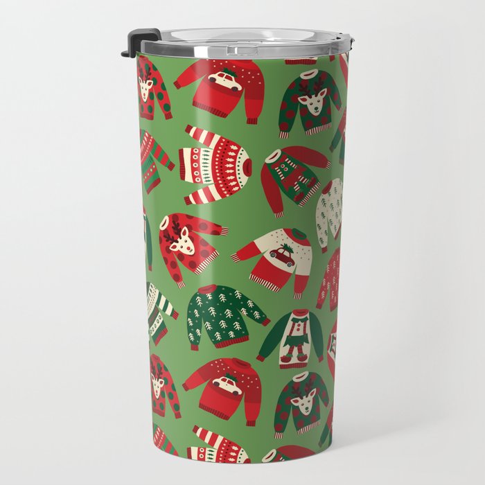 Ugly Christmas Sweaters Pattern Travel Mug Gallery Image 3