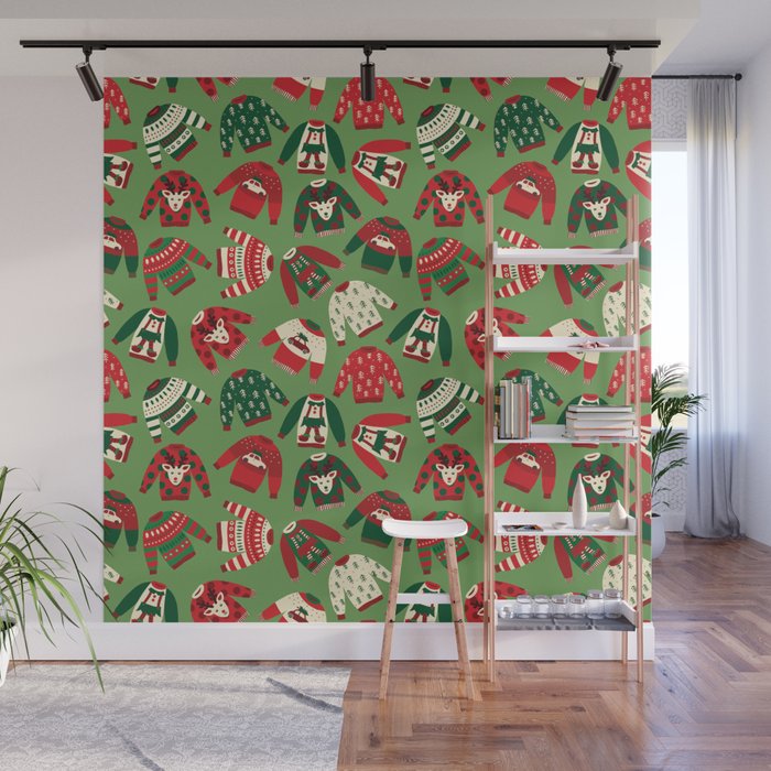 Ugly Christmas Sweaters Pattern Wall Mural Gallery Image 1