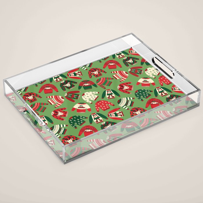 Ugly Christmas Sweaters Pattern Acrylic Tray Gallery Image 1