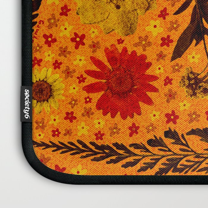 Dried Flower Print in Orange Laptop Sleeve Gallery Image 3