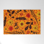 Dried Flower Print in Orange Welcome Mat Gallery Image 1
