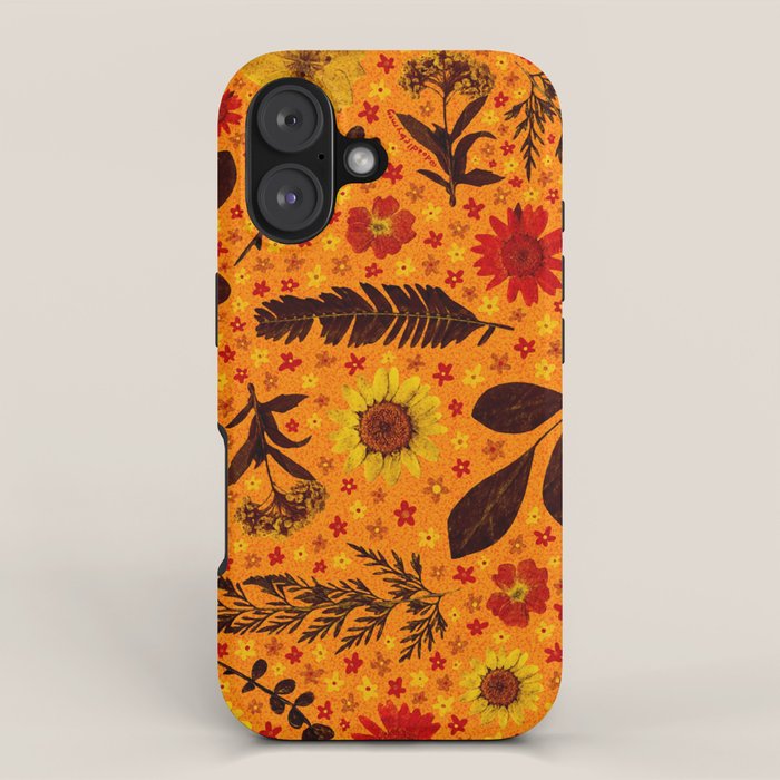 Dried Flower Print in Orange iPhone Case Gallery Image 1