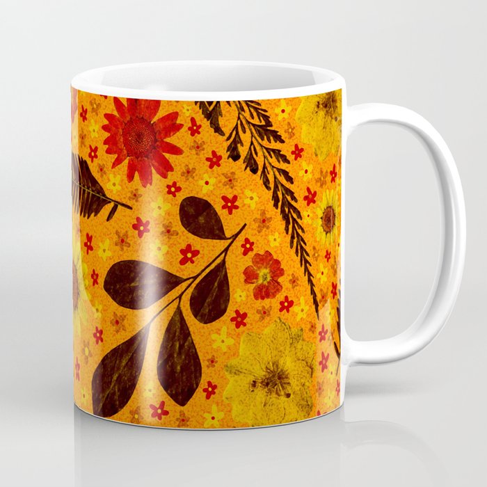 Dried Flower Print in Orange Coffee Mug Gallery Image 1