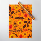 Dried Flower Print in Orange Wrapping Paper Gallery Image 1