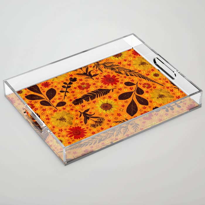 Dried Flower Print in Orange Acrylic Tray Gallery Image 1