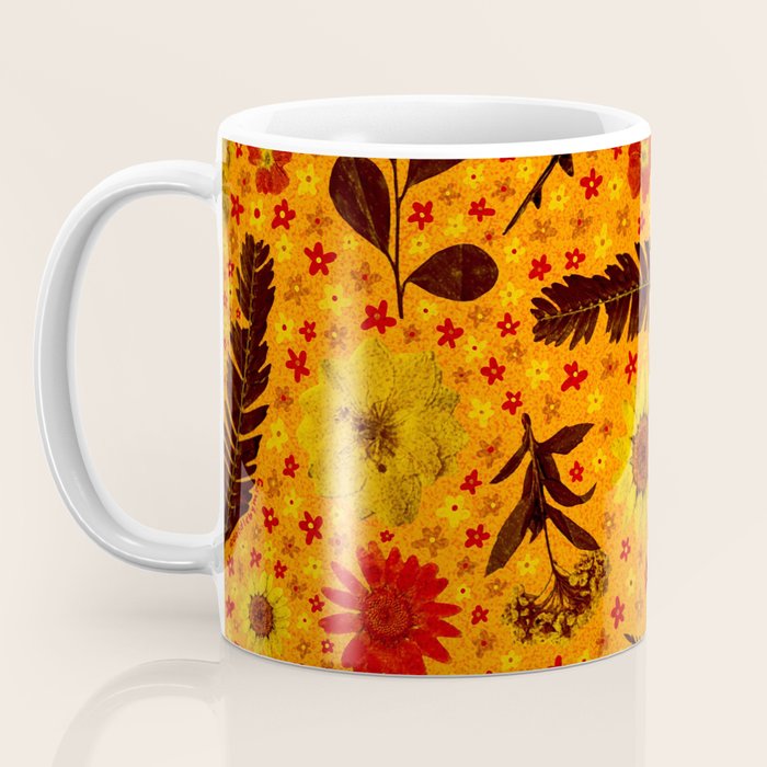 Dried Flower Print in Orange Coffee Mug Gallery Image 3