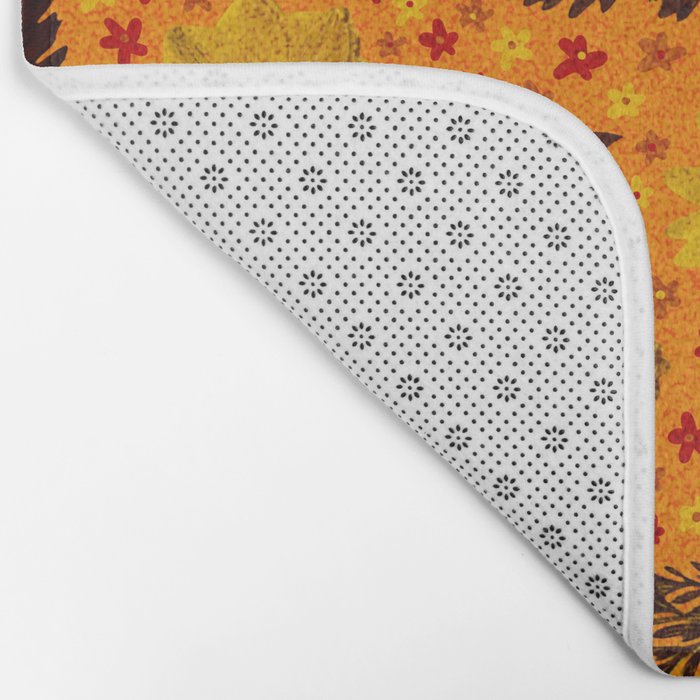 Dried Flower Print in Orange Bath Mat Gallery Image 2