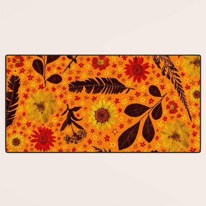 Dried Flower Print in Orange Desk Mat Gallery Image 3
