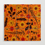 Dried Flower Print in Orange Wood Wall Art Gallery Image 1
