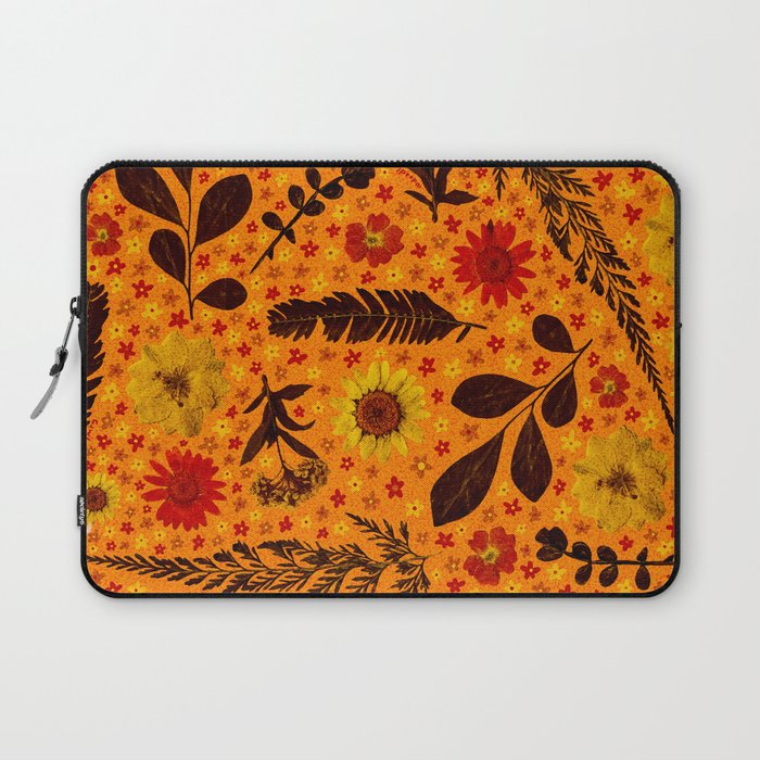 Dried Flower Print in Orange Laptop Sleeve Gallery Image 1