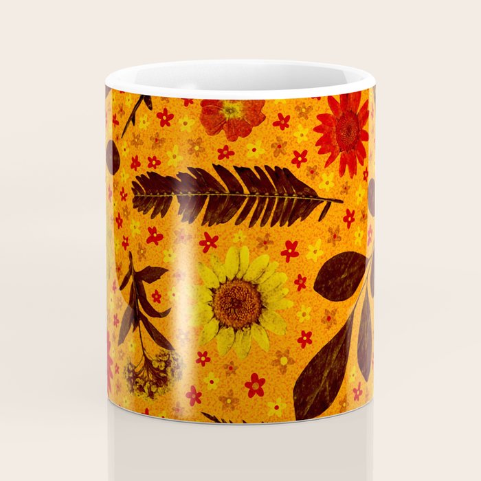 Dried Flower Print in Orange Coffee Mug Gallery Image 4