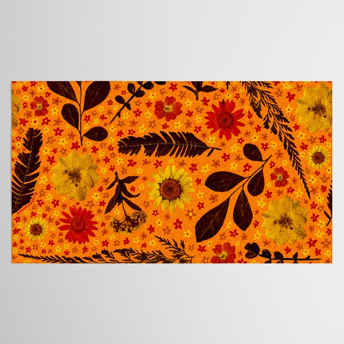 Dried Flower Print in Orange Tablecloth Gallery Image 2