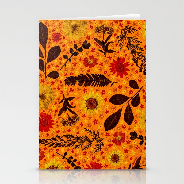Dried Flower Print in Orange Stationery Card Gallery Image 1