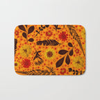 Dried Flower Print in Orange Bath Mat Gallery Image 1