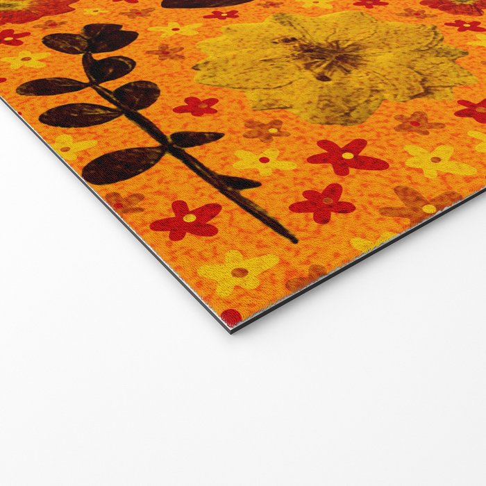 Dried Flower Print in Orange Welcome Mat Gallery Image 2