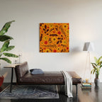 Dried Flower Print in Orange Wood Wall Art Gallery Image 2