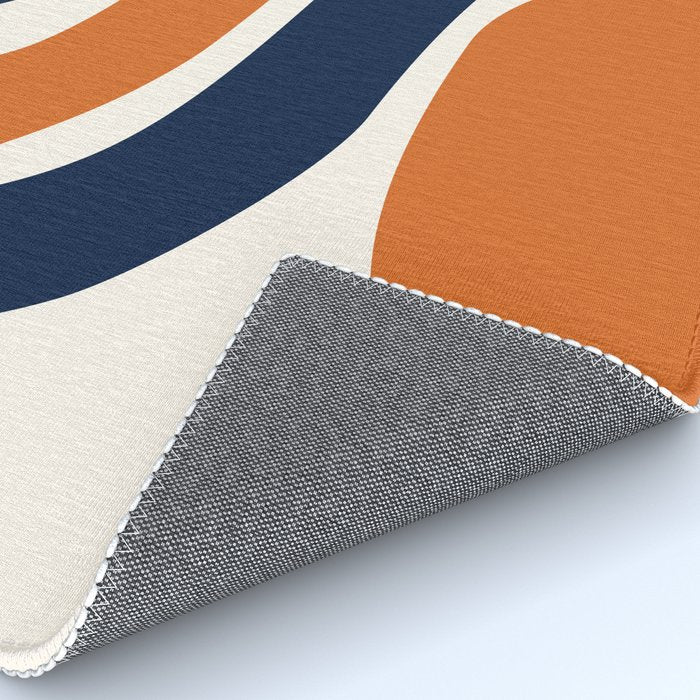 Abstract Shapes 66 in Vintage Orange and Navy Blue Rug Gallery Image 4