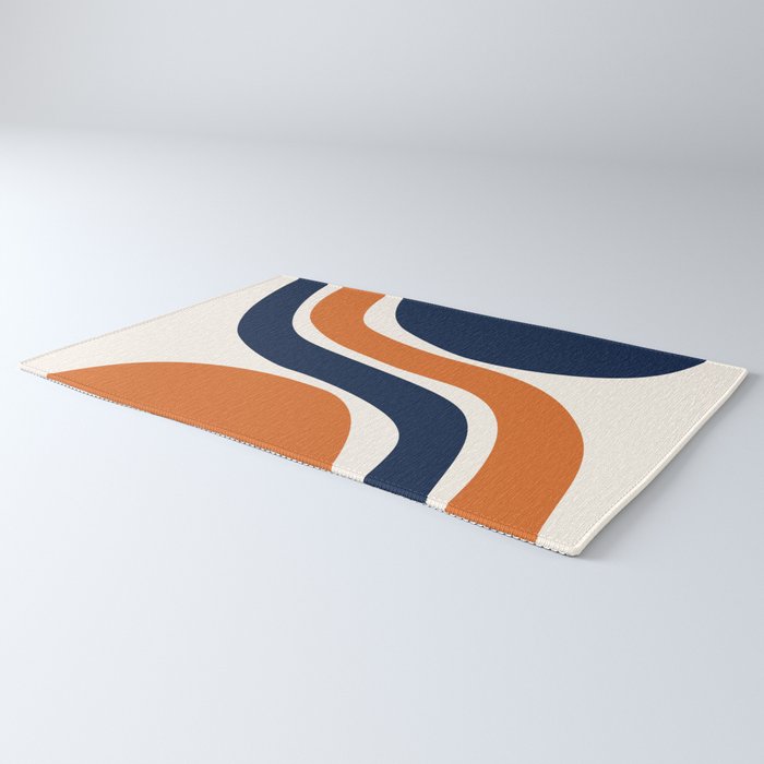 Abstract Shapes 66 in Vintage Orange and Navy Blue Rug Gallery Image 3