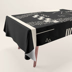 Memphis Redux New 80s Geometric Abstract Pattern in Black and Almond Cream Tablecloth Gallery Image 1