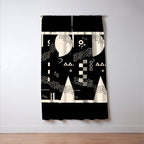 Memphis Redux New 80s Geometric Abstract Pattern in Black and Almond Cream Window Curtain Gallery Image 3