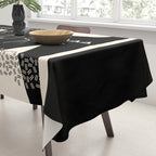 Memphis Redux New 80s Geometric Abstract Pattern in Black and Almond Cream Tablecloth Gallery Image 3