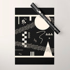 Memphis Redux New 80s Geometric Abstract Pattern in Black and Almond Cream Wrapping Paper Gallery Image 1