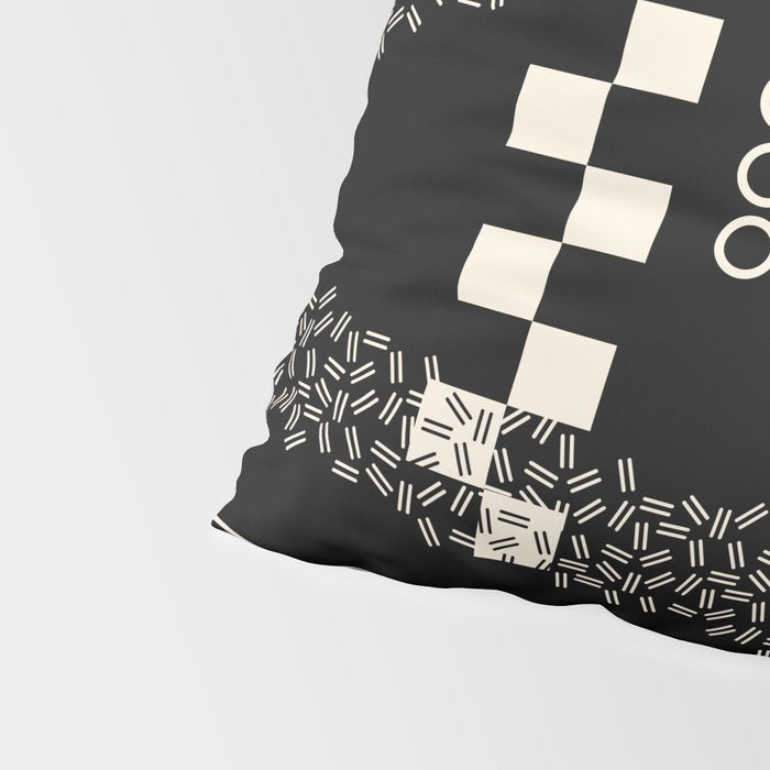Memphis Redux New 80s Geometric Abstract Pattern in Black and Almond Cream Pillow Sham Gallery Image 4