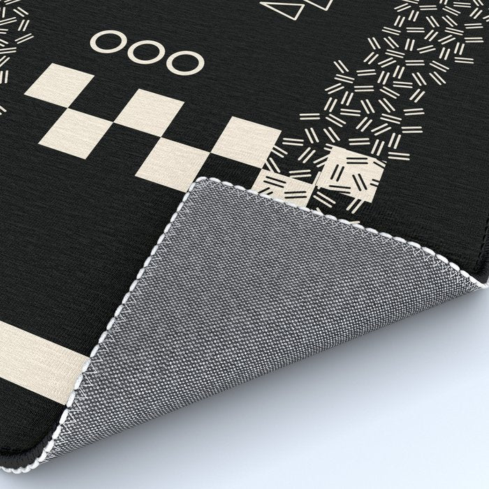 Memphis Redux New 80s Geometric Abstract Pattern in Black and Almond Cream Rug Gallery Image 4