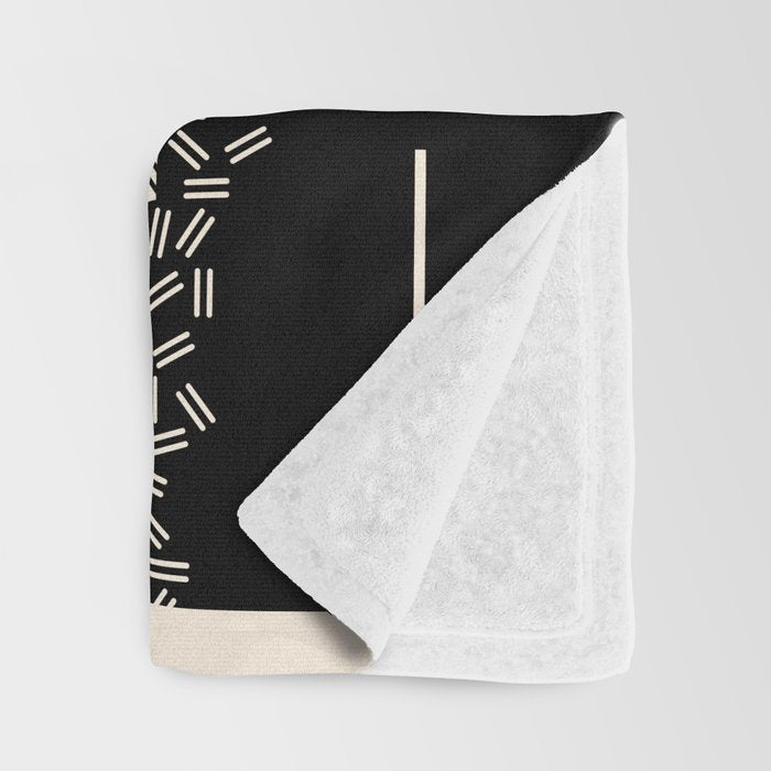 Memphis Redux New 80s Geometric Abstract Pattern in Black and Almond Cream Throw Blanket Gallery Image 3