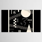 Memphis Redux New 80s Geometric Abstract Pattern in Black and Almond Cream Tablecloth Gallery Image 2