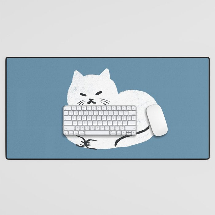 Comfy Cat WarmBlue Desk Mat Gallery Image 1