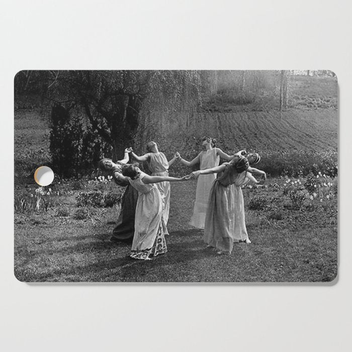 Circle Of Witches, Natchez Trace Vintage Women Dancing black and white photograph - photography - photographs Cutting Board Gallery Image 1