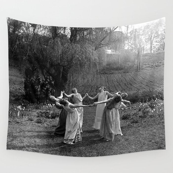 Circle Of Witches, Natchez Trace Vintage Women Dancing black and white photograph - photography - photographs Wall Tapestry Gallery Image 4