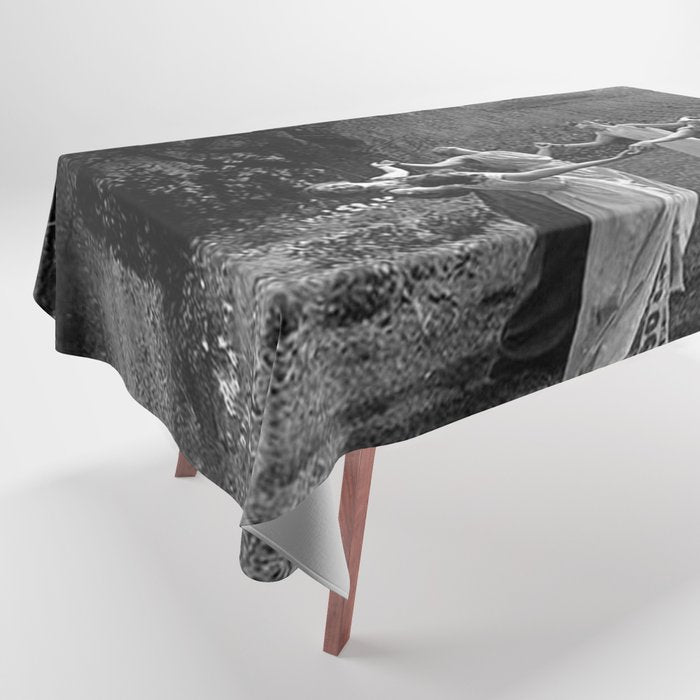 Circle Of Witches, Natchez Trace Vintage Women Dancing black and white photograph - photography - photographs Tablecloth Gallery Image 1
