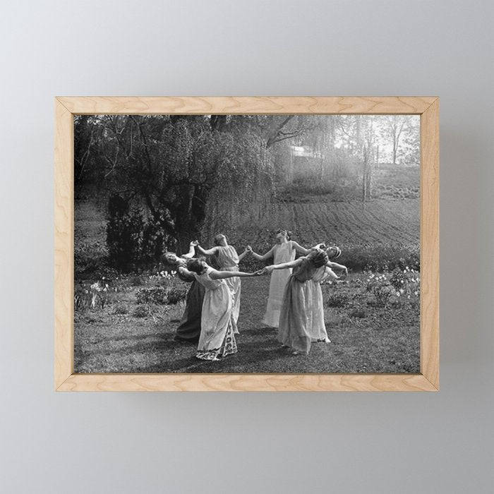 Circle Of Witches, Natchez Trace Vintage Women Dancing black and white photograph - photography - photographs Mini Art Print Gallery Image 1