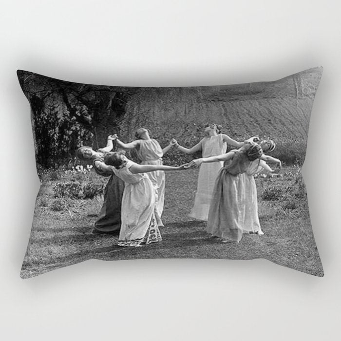 Circle Of Witches, Natchez Trace Vintage Women Dancing black and white photograph - photography - photographs Rectangular Pillow Gallery Image 2