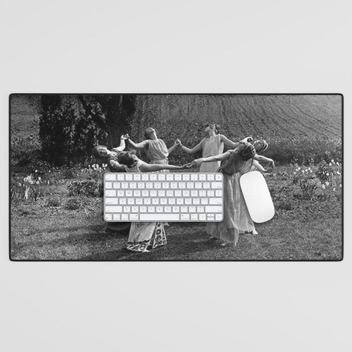 Circle Of Witches, Natchez Trace Vintage Women Dancing black and white photograph - photography - photographs Desk Mat Gallery Image 1