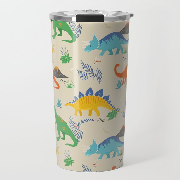 Jurassic Dinosaurs in Primary Colors Travel Mug Gallery Image 1