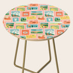 Vintage world travel postage stamp sticker pattern Side Table Gallery Image 2