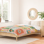 Vintage world travel postage stamp sticker pattern Duvet Cover Gallery Image 2