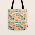Vintage world travel postage stamp sticker pattern Tote Bag Gallery Image 1