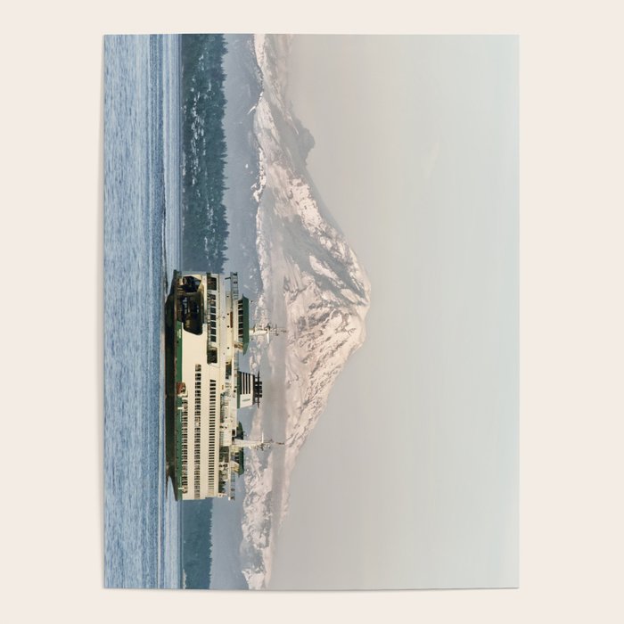 Seattle Bainbridge Island Ferry with Mount Rainier Poster Gallery Image 4