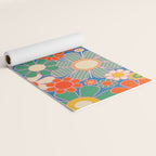 Retro Garden Gingham Flowers Vivid 60s 70s Floral Pattern Yoga Mat Gallery Image 2