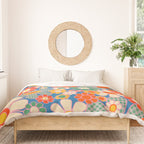 Retro Garden Gingham Flowers Vivid 60s 70s Floral Pattern Duvet Cover Gallery Image 3