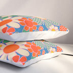 Retro Garden Gingham Flowers Vivid 60s 70s Floral Pattern Pillow Sham Gallery Image 3