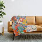 Retro Garden Gingham Flowers Vivid 60s 70s Floral Pattern Throw Blanket Gallery Image 1