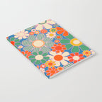 Retro Garden Gingham Flowers Vivid 60s 70s Floral Pattern Notebook Gallery Image 2