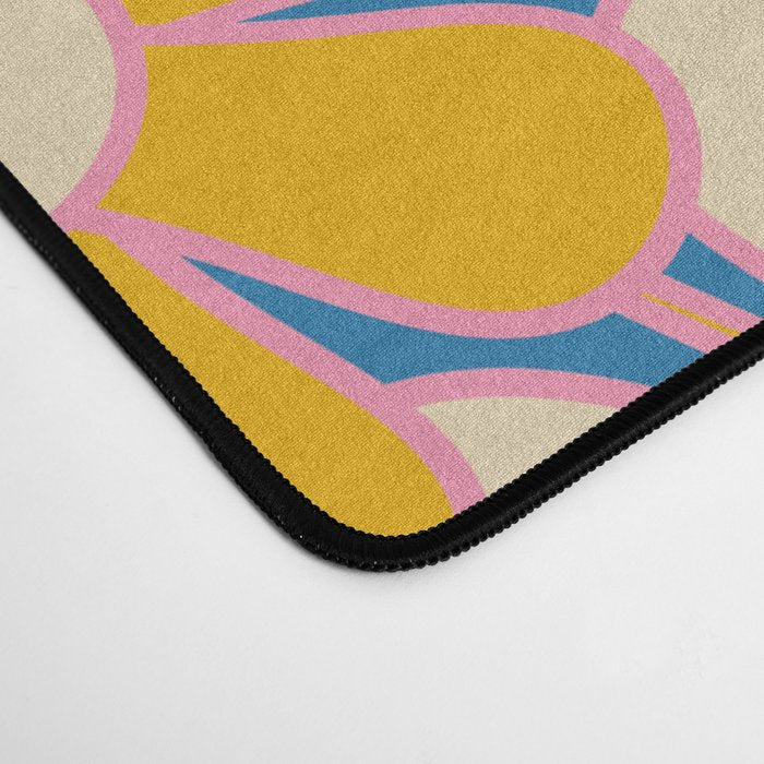 Retro Garden Gingham Flowers Vivid 60s 70s Floral Pattern Desk Mat Gallery Image 4